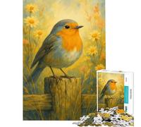 Puzzle per adulti da 1000 pezzi con un pettirosso su un palo di recinzione un gioco impossibile ed educativo ideale come regalo di Babbo Natale segreto per divertirsi in famiglia (dimensioni 50x75cm)