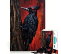 Puzzle per adulti da 1000 pezzi con un picchio nero su un albero,un gioco di precisione che stimola la mente e il divertimento,ideale per momenti di relax e svago,perfetto per il tempo libero a Natale