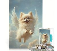 Puzzle per adulti da 1000 pezzi con un Pomerania dalle ali d'angelo decorazione da parete compleanni e altre occasioni 50x75cm