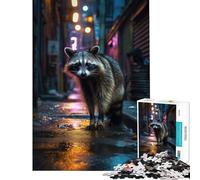 Puzzle per adulti da 1000 pezzi con un procione in una strada secondaria Gioco impossibile sfida per l'intelligenza e il cervello giocattolo avvincente regalo di compleanno per tutta la famiglia
