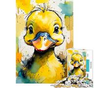 Puzzle per adulti da 1000 pezzi con un simpatico anatroccolo ad acquerello Un gioco avvincente che stimola la pazienza l'analisi e la logica Regalo di compleanno (dimensioni 38x26cm)