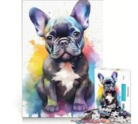 Puzzle per adulti da 1000 pezzi con un simpatico bulldog ad acquerello, antistress, per analisi e logica, collezione d'artista, belle arti 50x75cm