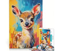 Puzzle per adulti da 1000 pezzi con un simpatico cerbiatto, ideale per rilassarsi e divertirsi a casa, con poster e foglio di curiosità abbinati 38x52cm