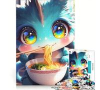 Puzzle per adulti da 1000 pezzi con un simpatico drago che mangia ramen, gioco pratico, taglio di precisione, regalo di compleanno e originale 50x75cm