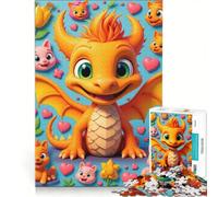 Puzzle per adulti da 1000 pezzi con un simpatico drago dei cartoni animati e gattini, giocattolo fai-da-te, impegnativo da completare, collezione d'artista, belle arti 50x75cm