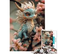 Puzzle per adulti da 1000 pezzi con un simpatico drago e fiori Gioco interattivo ideale per sviluppare la pazienza perfetto come regalo di Babbo Natale segreto o per passare il tempo durante