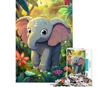 Puzzle per adulti da 1000 pezzi con un simpatico elefantino nella giungla Gioco interattivo ideale per sviluppare la pazienza perfetto come regalo di Babbo Natale segreto o per passare il tempo