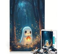 Puzzle per adulti da 1000 pezzi con un simpatico fantasma di Halloween nella foresta, giocattolo educativo, ideale per passare il tempo durante le vacanze, regalo di compleanno, regalo 38x52cm