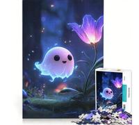 Puzzle per adulti da 1000 pezzi con un simpatico fantasma e un fiore nella foresta, giocattolo educativo, ideale per passare il tempo durante le vacanze, regalo di compleanno, regalo 50x75cm