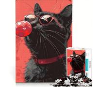 Puzzle per adulti da 1000 pezzi con un simpatico gatto che mastica una gomma, ideale per rilassarsi, passare il tempo durante le vacanze o semplicemente per passare il tempo, un regalo perfetto