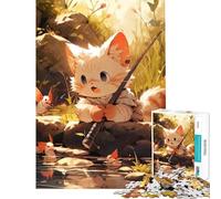 Puzzle per adulti da 1000 pezzi con un simpatico gatto che pesca con un pesce alato Gioco rilassante ed educativo ideale come sfida o regalo di compleanno perfetto per decorare le pareti (38x26cm)