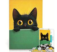 Puzzle per adulti da 1000 pezzi con un simpatico gatto nero che sbircia oltre il bordo, gioco rilassante, antistress intellettuale, regalo di compleanno, regalo di viaggio 38x52cm