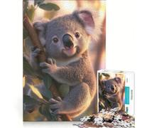 Puzzle per adulti da 1000 pezzi con un simpatico koala su un ramo, antistress, stimolante per l'analisi e la logica, ideale per collezionisti e appassionati di belle arti 38x52cm