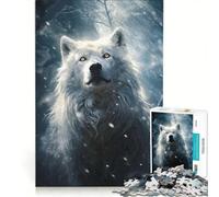 Puzzle per adulti da 1000 pezzi con un simpatico lupo bianco nel bosco, gioco pratico, taglio di precisione, regalo di compleanno e per occasioni speciali 50x75cm