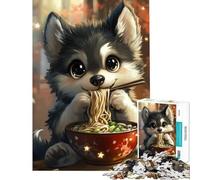 Puzzle per adulti da 1000 pezzi con un simpatico lupo che mangia spaghetti Puzzle fai-da-te per adulti ideale per passare il tempo durante le vacanze o come regalo per gli appassionati di videogiochi