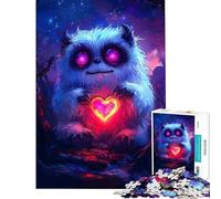 Puzzle per adulti da 1000 pezzi con un simpatico mostro che tiene un cuore luminoso Puzzle antistress per adulti sfida educativa di velocità manuale (dimensioni 50x75cm)