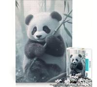 Puzzle per adulti da 1000 pezzi con un simpatico panda e un germoglio di bambù, giocattolo educativo, ideale per passare il tempo durante le vacanze, regalo di compleanno, regalo 38x26cm