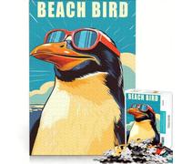 Puzzle per adulti da 1000 pezzi con un simpatico pinguino sulla spiaggia, gioco educativo, taglio di precisione, collezione d'artista, belle arti 50x75cm