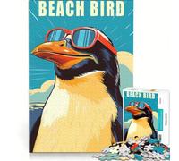 Puzzle per adulti da 1000 pezzi con un simpatico pinguino sulla spiaggia, gioco per famiglie, difficile e stimolante, compleanno e Natale 38x26cm