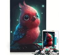 Puzzle per adulti da 1000 pezzi con un simpatico uccellino rosso dagli occhi grandi, ideale per rilassarsi e divertirsi a casa, con poster e foglio di curiosità abbinati 38x26cm