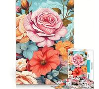 Puzzle per adulti da 1000 pezzi con un vivace bouquet di rose e un'opera d'arte floreale giocattolo educativo di difficoltà elevata ideale come elemento da aggiungere alla lista dei desideri