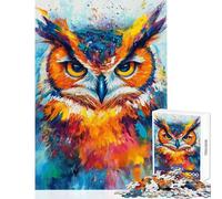 Puzzle per adulti da 1000 pezzi con un vivace disegno di un gufo Gioco pratico per tutta la famiglia ideale come regalo per amici e parenti (dimensioni 38x52cm)