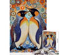 Puzzle per adulti da 1000 pezzi con un vivace duo di pinguini gioco per famiglie gara di velocità manuale attività divertenti da fare a casa (dimensioni 50x75cm)