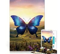 Puzzle per adulti da 1000 pezzi con una bellissima farfalla blu,bordo perfetto,gioco intelligente,regalo,gioco di ozio,Natale,arte per il tempo libero (38x52cm)