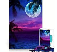 Puzzle per adulti da 1000 pezzi con una bellissima luna e Shilhou,bordo perfetto,gioco intelligente,regalo,gioco di ozio,Natale,arte per il tempo libero (38x52cm)