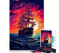 Puzzle per adulti da 1000 pezzi con una bellissima nave in pixel art,ritagli precisi,giocattolo stimolante per la mente,gioco rilassante,regalo di Natale (38x52cm)