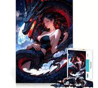 Puzzle per adulti da 1000 pezzi con una bellissima ragazza drago addormentata,disegno preciso,giocattolo stimolante per la mente,gioco rilassante,regalo di Natale (38x52cm)