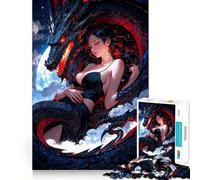 Puzzle per adulti da 1000 pezzi con una bellissima ragazza drago addormentata,taglio di alta qualità,divertente gioco per allenare la mente,rilassante,decorazione per compleanno,regalo (38x26cm)