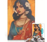 Puzzle per adulti da 1000 pezzi con una bellissima ragazza indiana Un gioco pratico, divertente e spiritoso, perfetto anche come decorazione da scrivania 50x75cm
