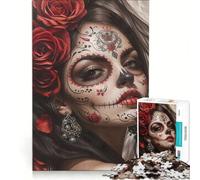 Puzzle per adulti da 1000 pezzi con una bellissima ragazza teschio di zucchero, gioco interattivo, difficile e stimolante, collezione d'artista, belle arti 38x52cm