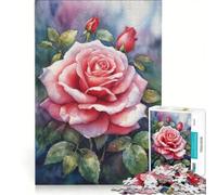 Puzzle per adulti da 1000 pezzi con una bellissima rosa rosa, gioco interattivo, ideale per divertirsi in famiglia, compleanni e altre occasioni 50x75cm
