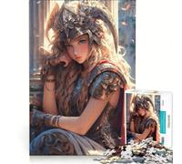 Puzzle per adulti da 1000 pezzi con una bellissima Valchiria, gioco interattivo, difficile e stimolante, collezione d'artista, belle arti 38x26cm