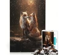 Puzzle per adulti da 1000 pezzi con una coppia di volpi innamorate, gioco educativo, stimolante da completare, compleanni e altre occasioni 38x26cm