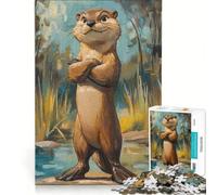 Puzzle per adulti da 1000 pezzi con una lontra, giochi per tutta la famiglia, antistress, con poster e foglio di curiosità abbinati 38x52cm