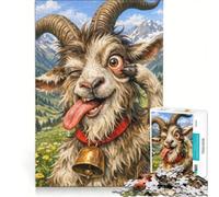 Puzzle per adulti da 1000 pezzi con una simpatica capra, gioco per tutta la famiglia, migliora la memoria, ideale come decorazione da scrivania 50x75cm