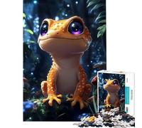 Puzzle per adulti da 1000 pezzi con una simpatica lucertola arancione nella foresta incantata Giocattolo educativo e rompicapo per tutta la famiglia ideale come regalo per donne e uomini (38x26cm)