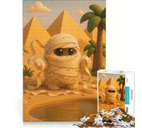 Puzzle per adulti da 1000 pezzi con una simpatica mummia in un paesaggio desertico, gioco educativo, difficile, compleanno e Natale 38x52cm