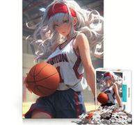 Puzzle per adulti da 1000 pezzi con una simpatica ragazza che gioca a basket, gioco per tutta la famiglia, divertente antistress, sfida unica 38x26cm