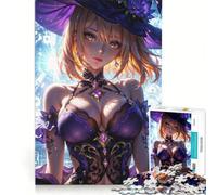 Puzzle per adulti da 1000 pezzi con una simpatica strega in stile anime, ideale per rilassarsi e divertirsi a casa, con poster e foglio di curiosità abbinati 38x52cm