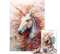 Puzzle per adulti da 1000 pezzi con unicorno che cammina nella vernice Divertimento a casa attività creative decorazione domestica gioco impossibile adatto a persone dai 14 anni in su (50x75cm)