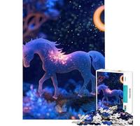 Puzzle per adulti da 1000 pezzi con unicorno luminoso nella foresta gioco educativo e stimolante ideale per assemblare un puzzle Regalo di compleanno (dimensioni 50x75cm)