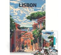 Puzzle per adulti da 1000 pezzi con veduta di Lisbona ideale per rilassarsi divertirsi a casa e rafforzare l'amore di coppia 38x26cm
