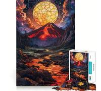 Puzzle per adulti da 1000 pezzi con vetrata a tema vulcano,gioco di logica,taglio di precisione,bordi lisci,regalo perfetto per riunioni di famiglia (50x75cm)