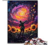 Puzzle per adulti da 1000 pezzi con violino e girasole, perfetto per adolescenti, per rafforzare i legami familiari, rompicapo e regalo fai da te per la casa, 50x75cm