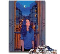 Puzzle per adulti da 1000 pezzi con vista notturna dal balcone, per bambini dai 14 anni in su, interessanti regali per ridurre lo stress per amici e familiari (dimensioni 50x70cm)