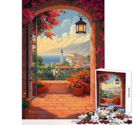 Puzzle per adulti da 1000 pezzi con vista sul balcone mediterraneo e faro Gioco impossibile sfida difficile giocattolo educativo per rafforzare l'amore tra le coppie (26x38cm)